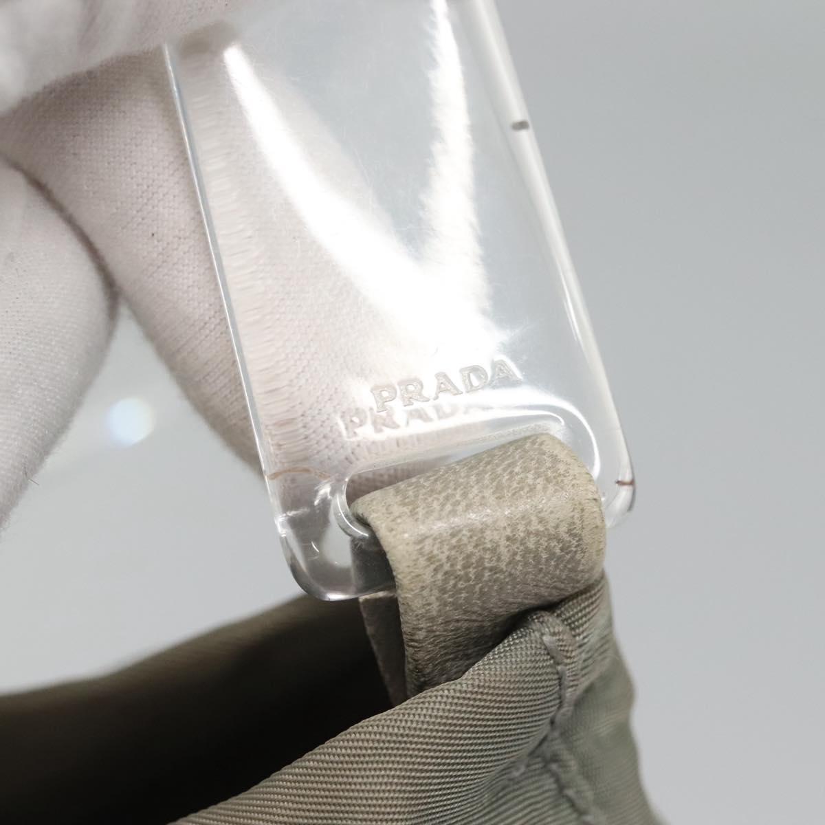 PRADA Shoulder Bag Nylon Plastic Gray Clear Auth bs25567