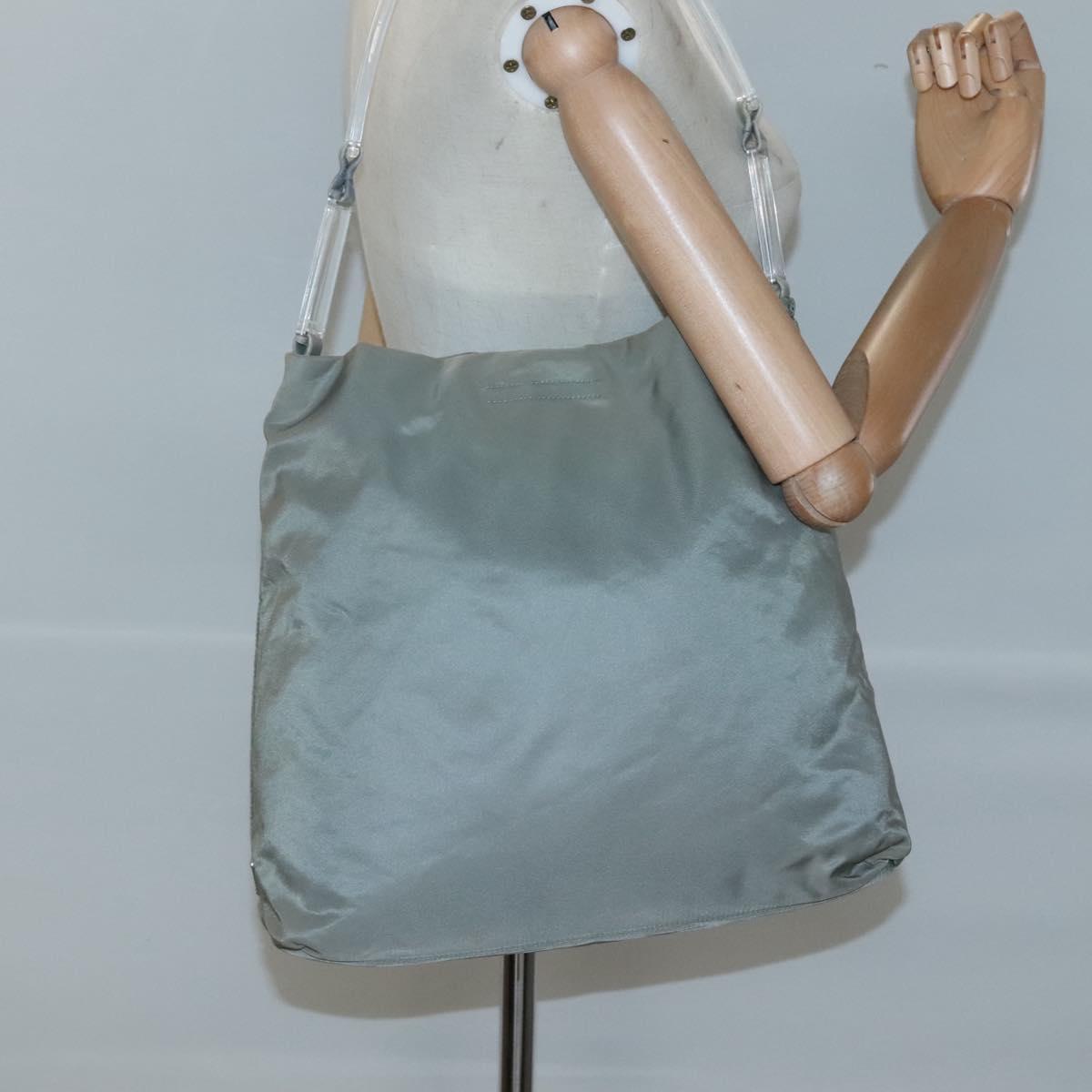 PRADA Shoulder Bag Nylon Plastic Gray Clear Auth bs25567