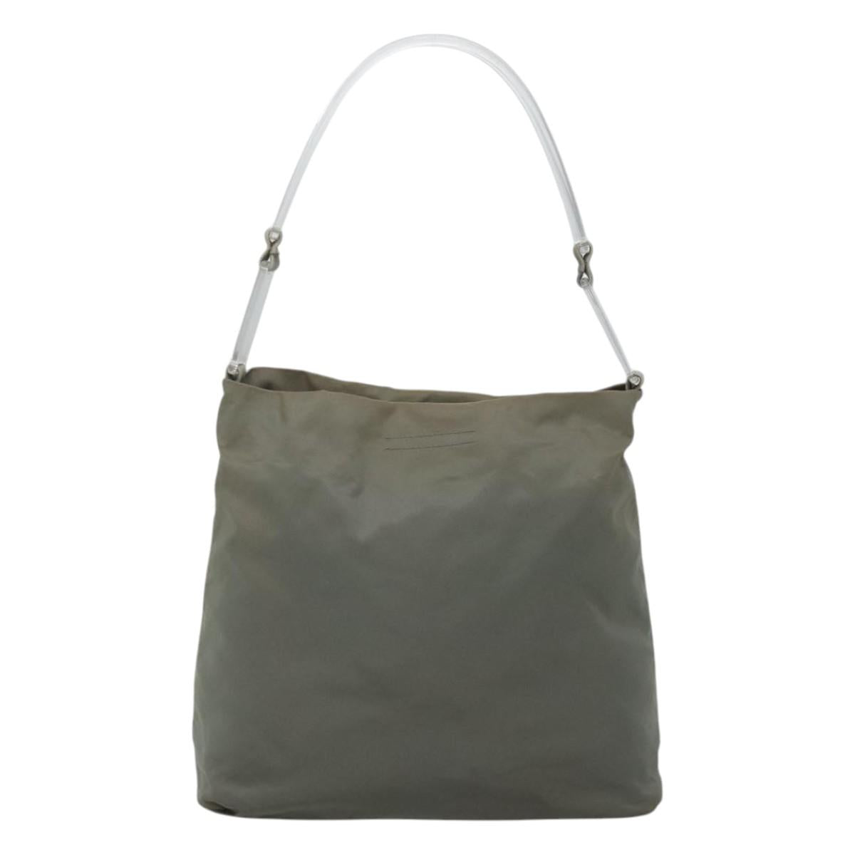 PRADA Shoulder Bag Nylon Plastic Gray Clear Auth bs25567