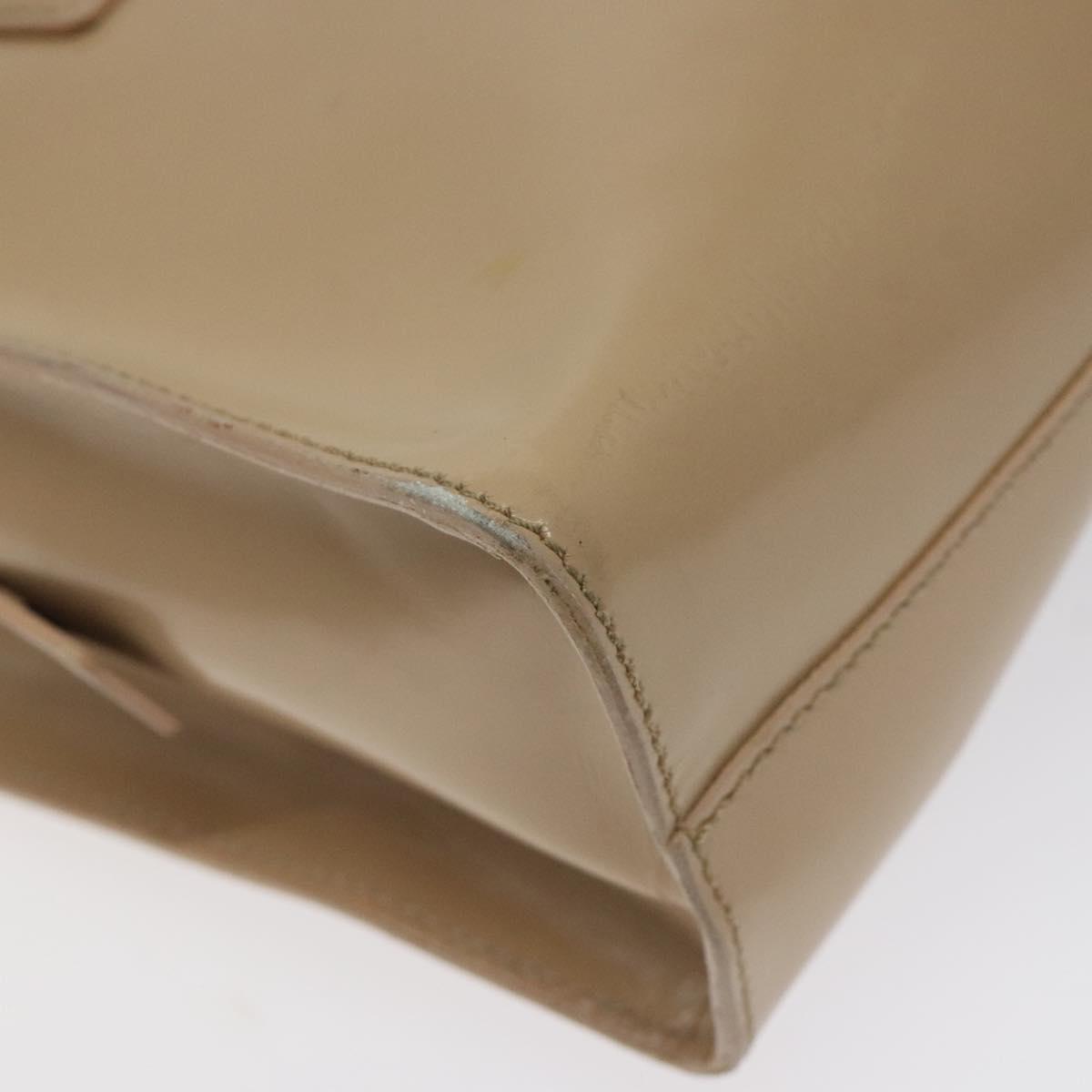 PRADA Shoulder Bag Enamel Beige Silver Auth bs25569