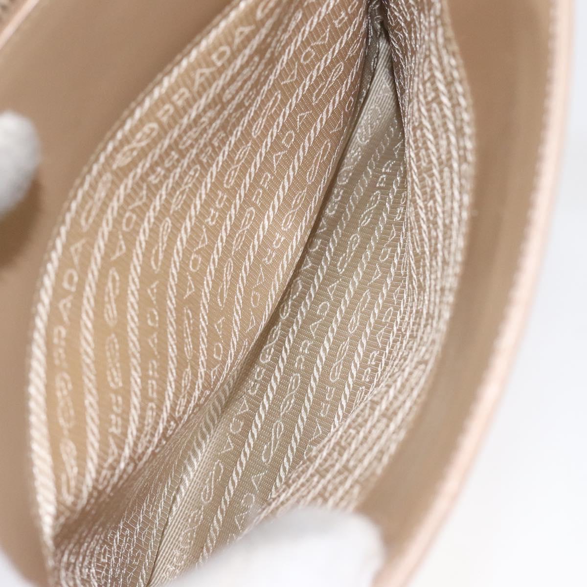 PRADA Shoulder Bag Enamel Beige Silver Auth bs25569