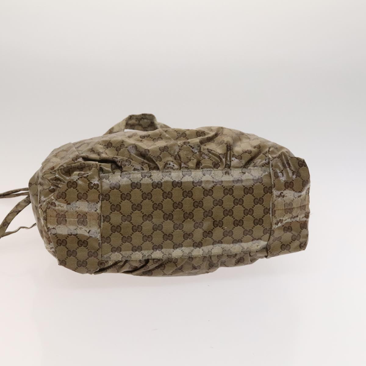 GUCCI GG Crystal Hand Bag Coated Canvas Beige Gold 211843 Auth bs25576