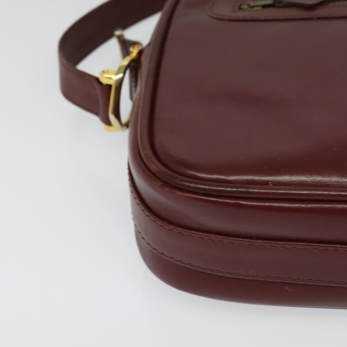 CARTIER Must Line Shoulder Bag Leather Bordeaux Gold Auth bs25581