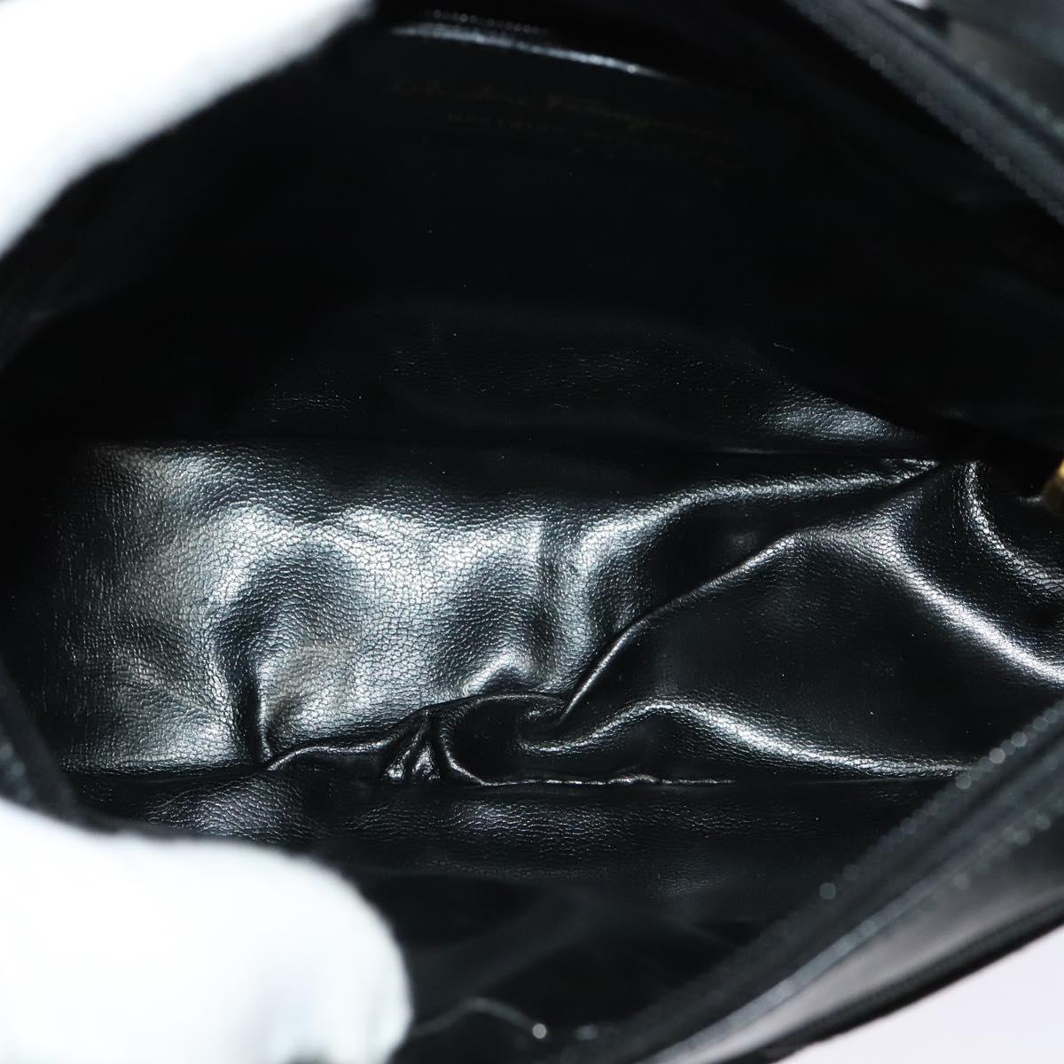 Salvatore Ferragamo Vala Shoulder Bag Leather Black Auth bs25584