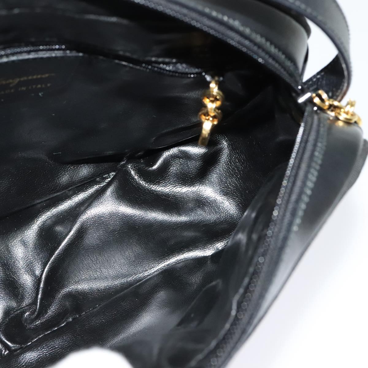 Salvatore Ferragamo Vala Shoulder Bag Leather Black Auth bs25584