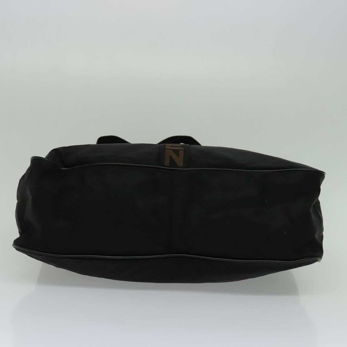 FENDI Shoulder Bag Nylon Black Gold Auth bs25587