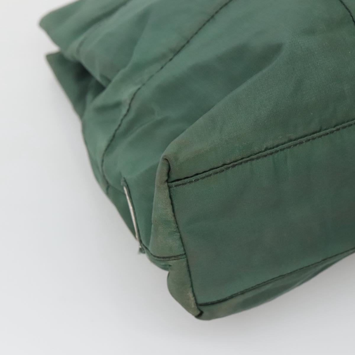 PRADA Shoulder Bag Nylon Green Silver Auth bs25592