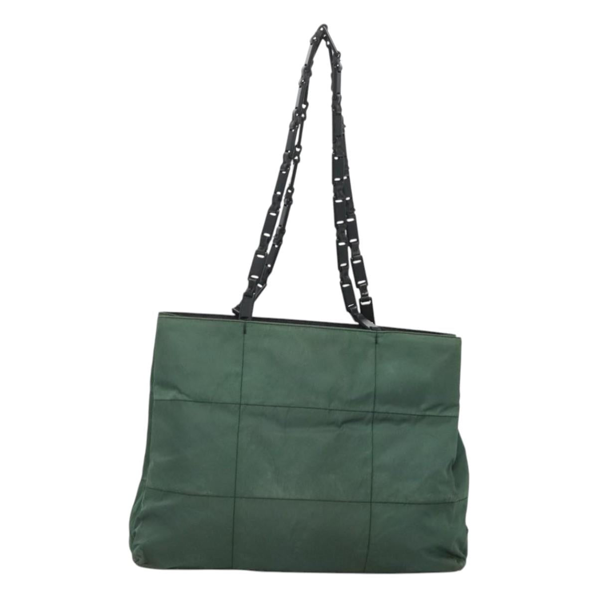 PRADA Shoulder Bag Nylon Green Silver Auth bs25592