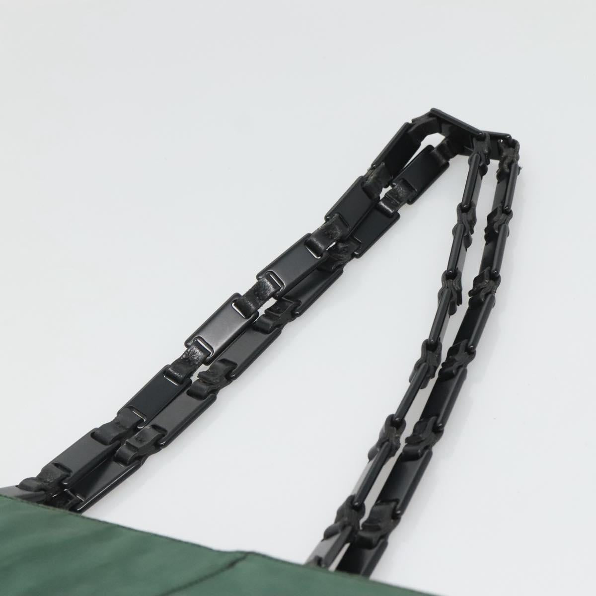 PRADA Shoulder Bag Nylon Green Silver Auth bs25592