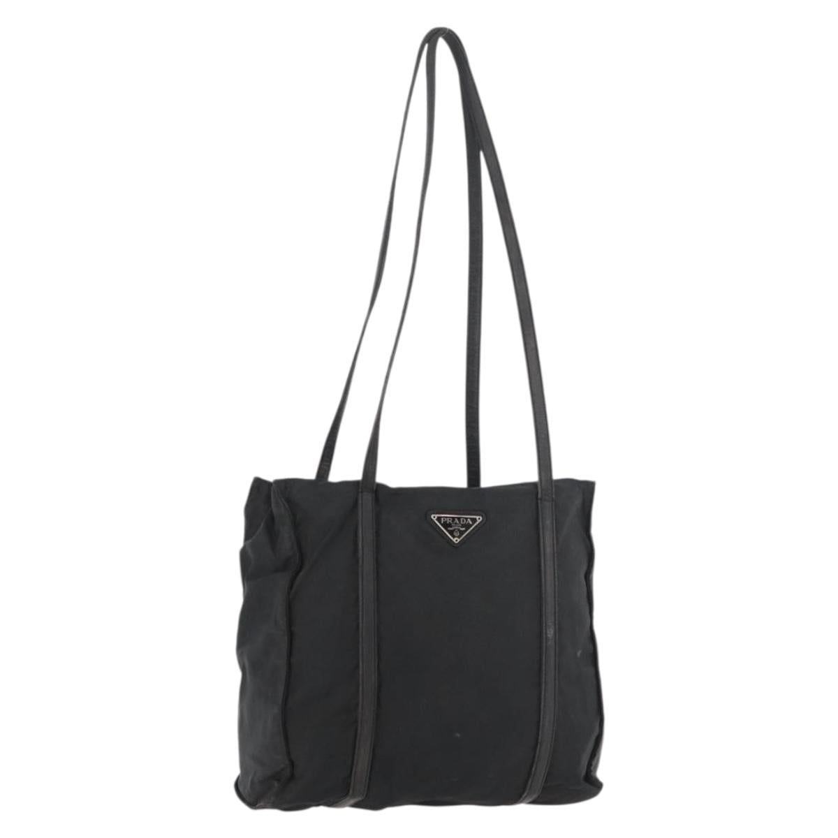 PRADA Shoulder Bag Nylon Black Silver Auth bs25600