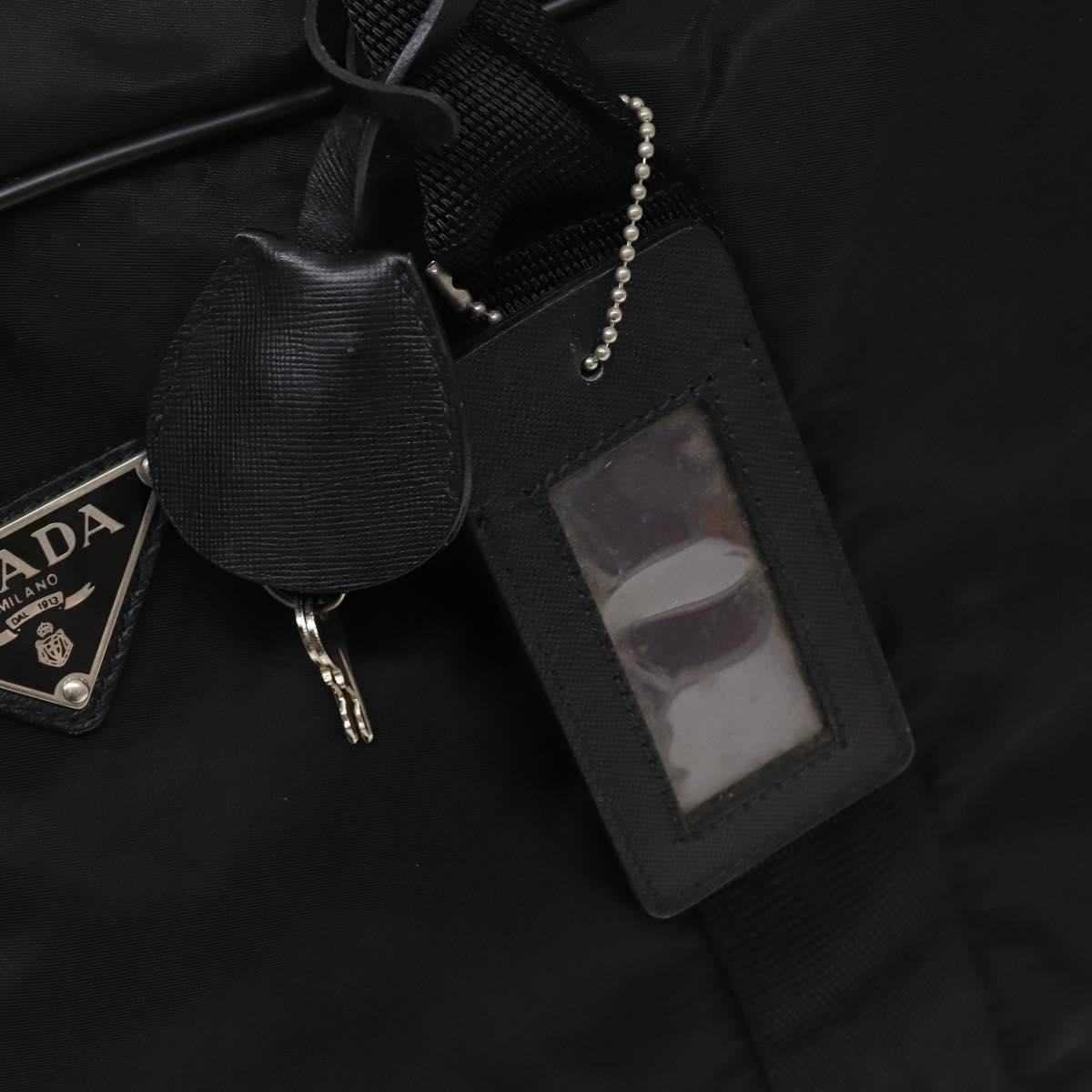 PRADA Boston Bag Nylon 2way Black Silver Auth bs25603