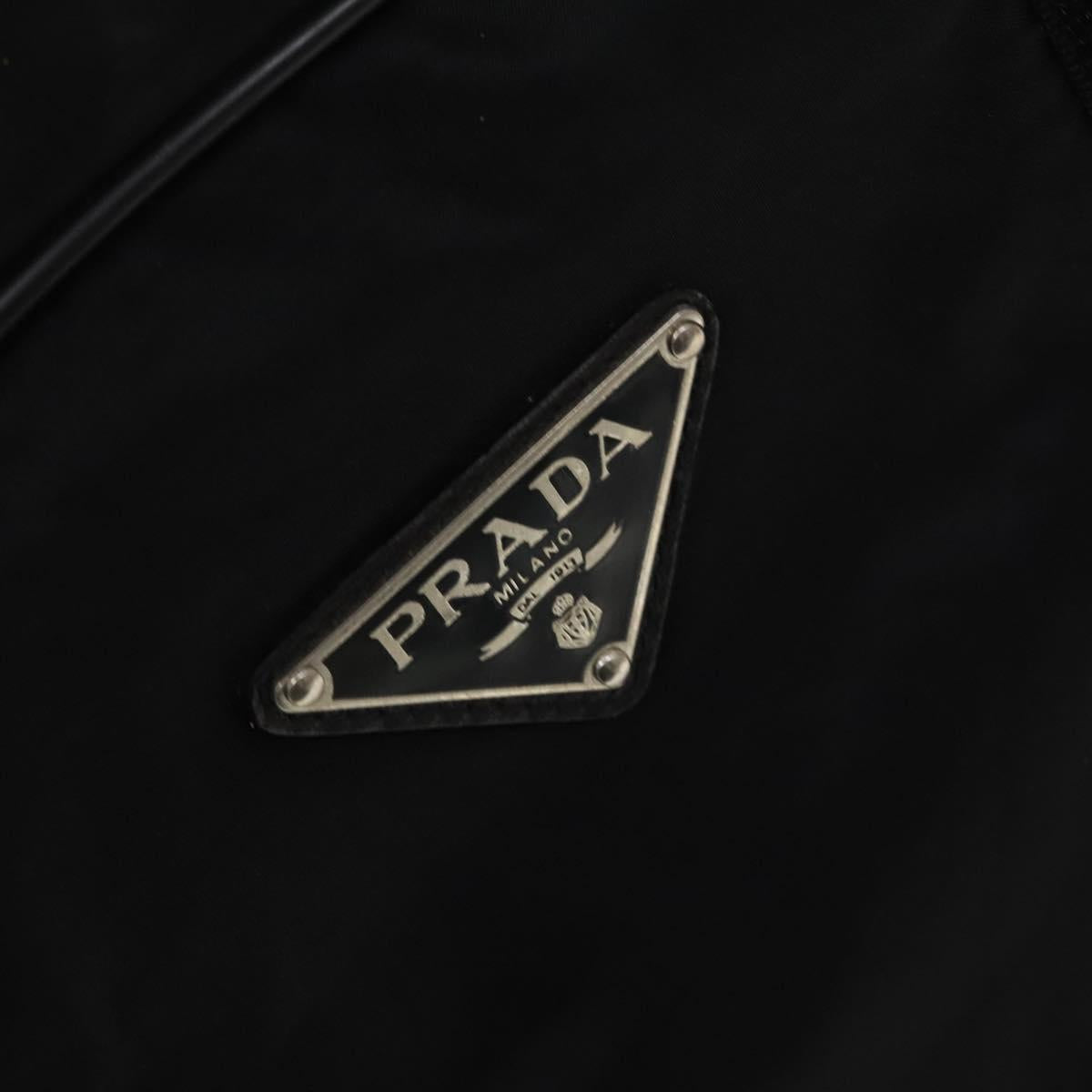 PRADA Boston Bag Nylon 2way Black Silver Auth bs25603