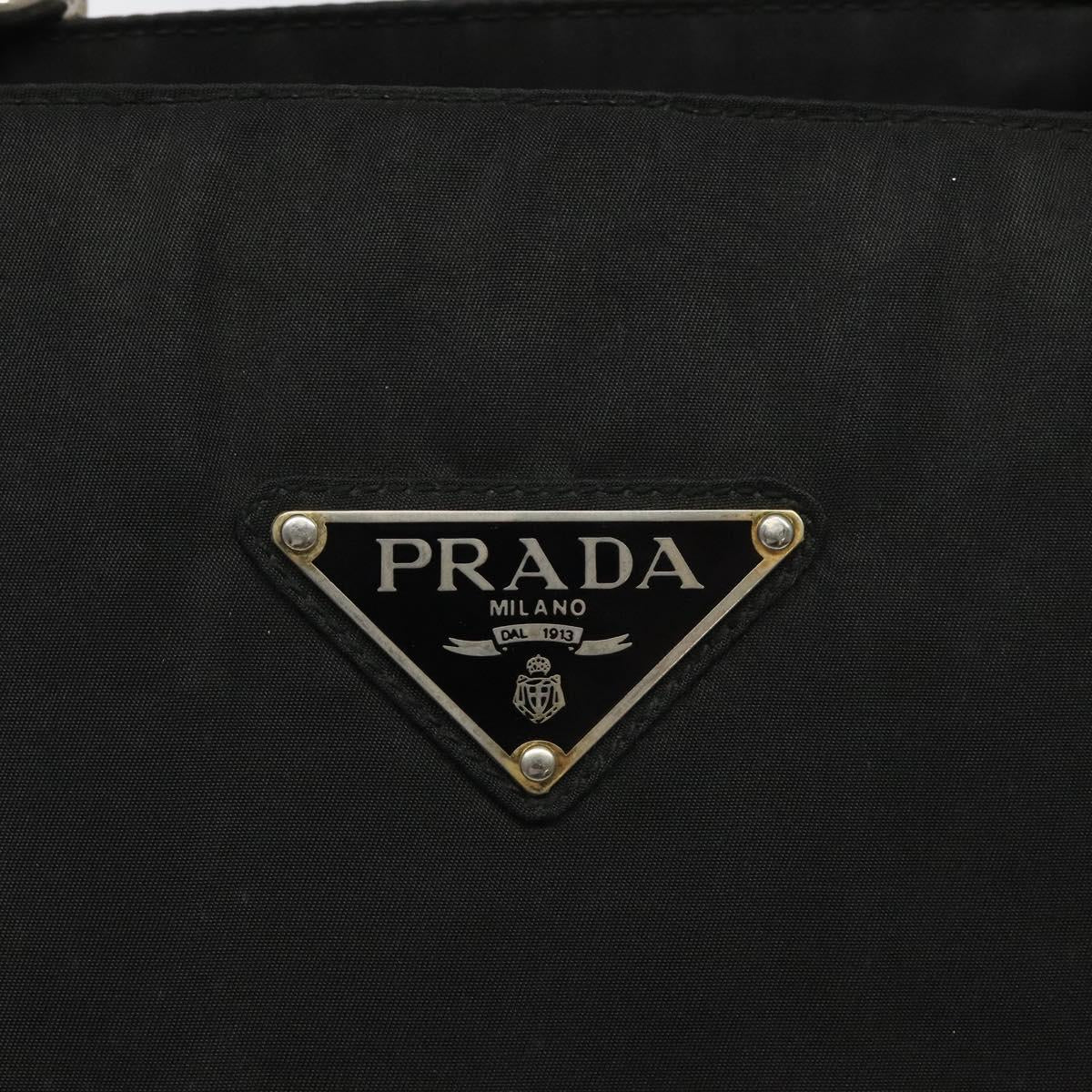 PRADA Hand Bag Nylon Black Gold Auth bs25607