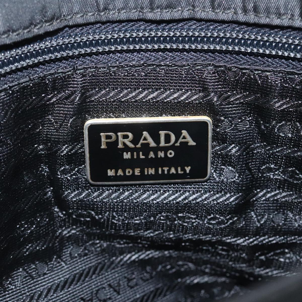 PRADA Hand Bag Nylon Black Gold Auth bs25607