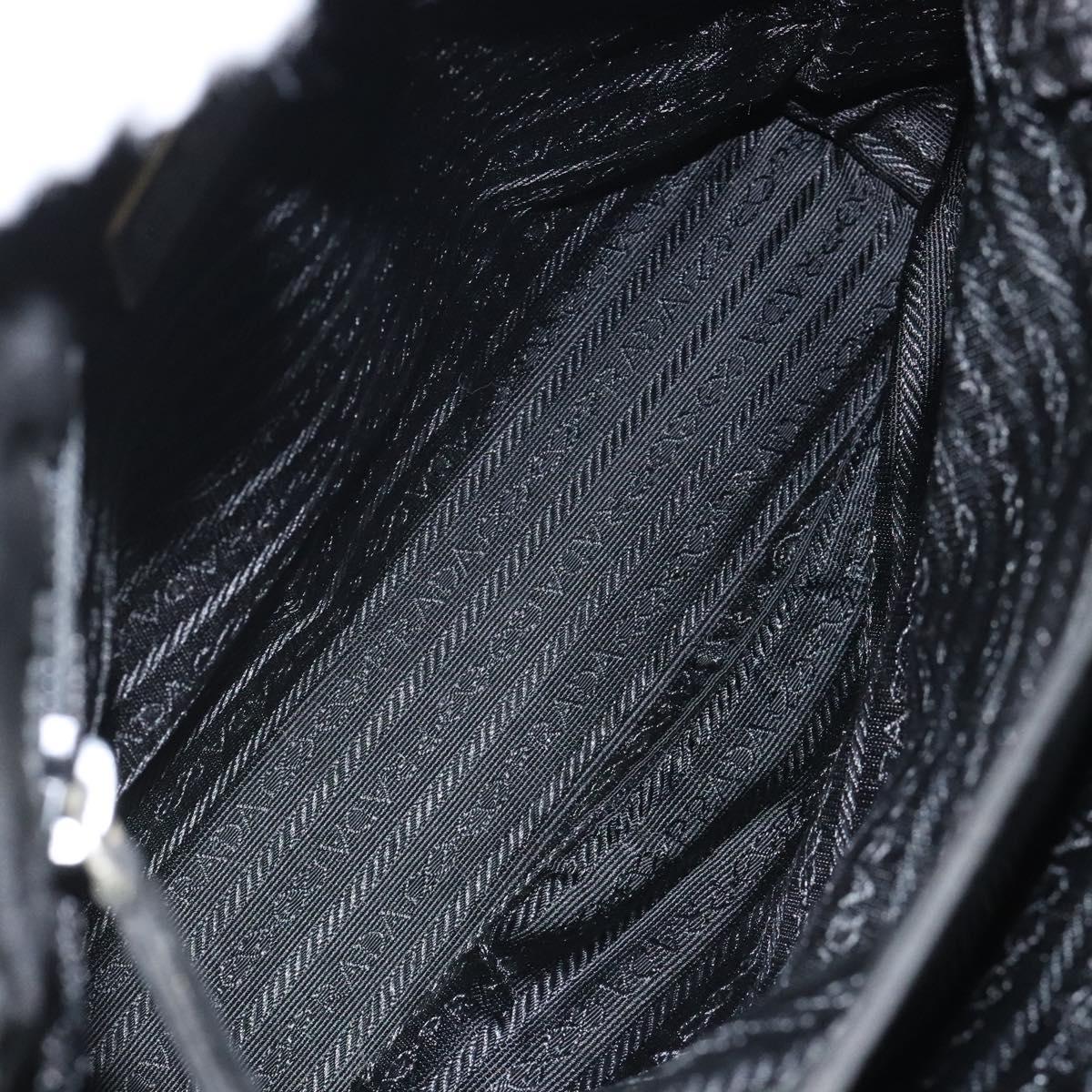 PRADA Hand Bag Nylon Black Gold Auth bs25607