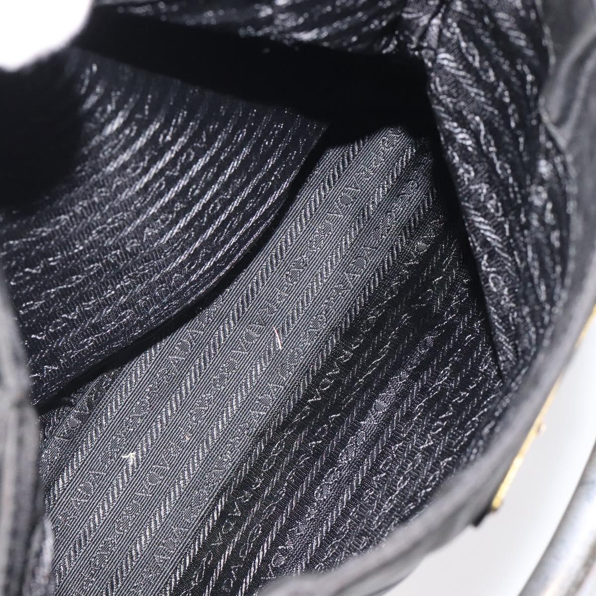 PRADA Hand Bag Nylon Black Gold Auth bs25607