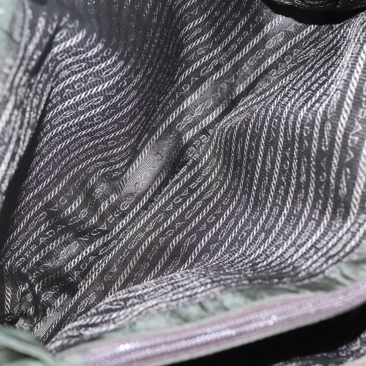 PRADA Shoulder Bag Nylon Khaki Silver Auth bs25613