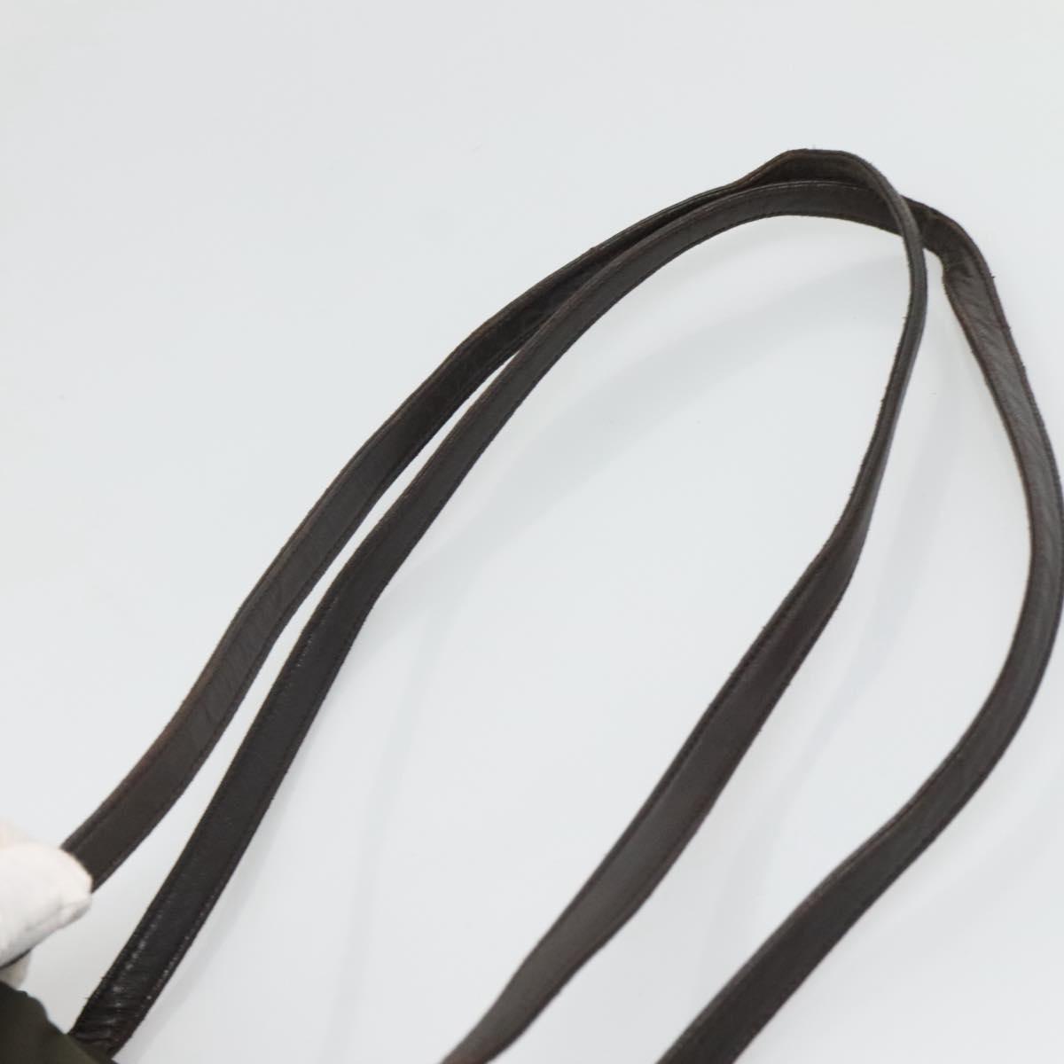 PRADA Shoulder Bag Nylon Khaki Silver Auth bs25613