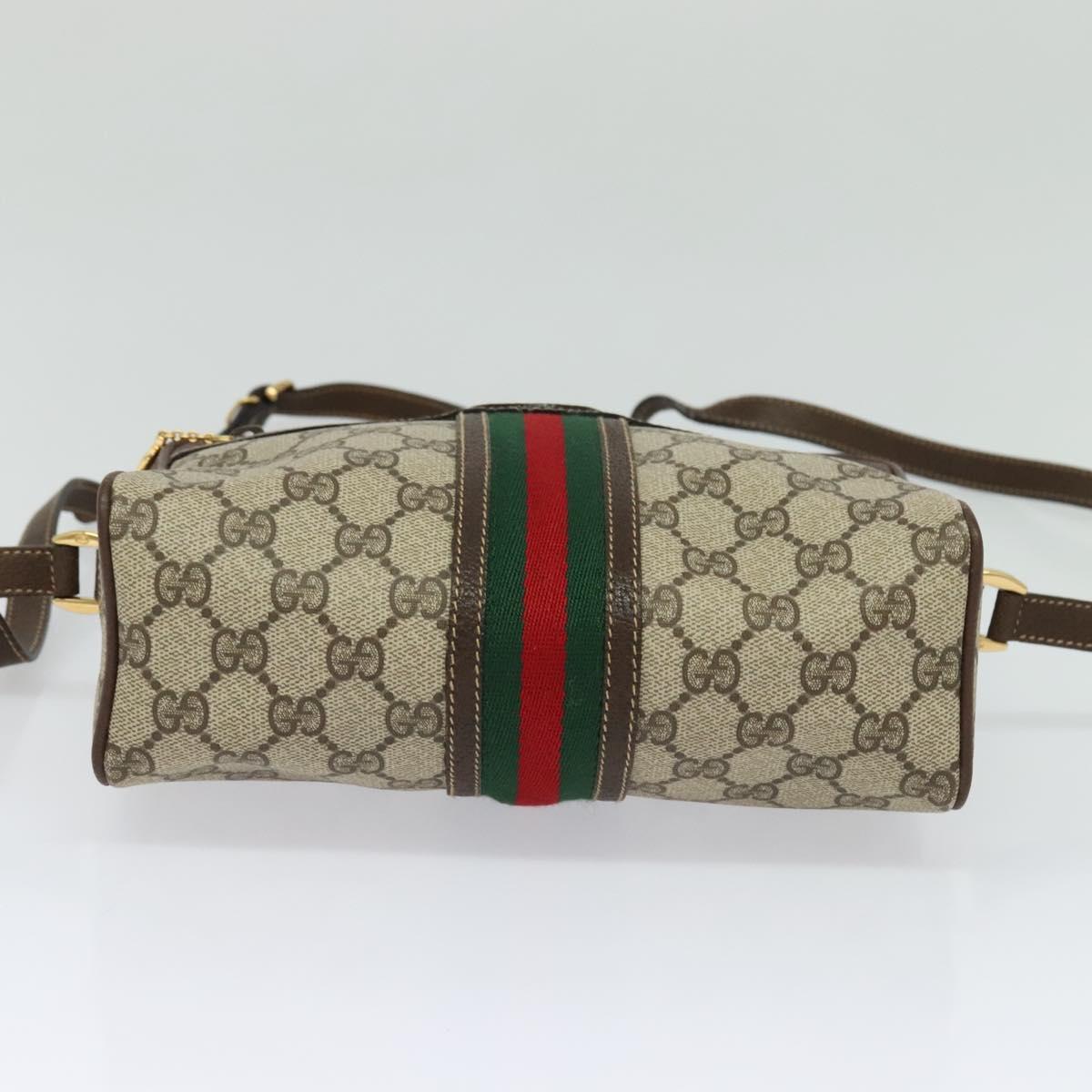 GUCCI GG Supreme Web Sherry Line Bag PVC Beige Red 001 56 0852 Auth bs25617