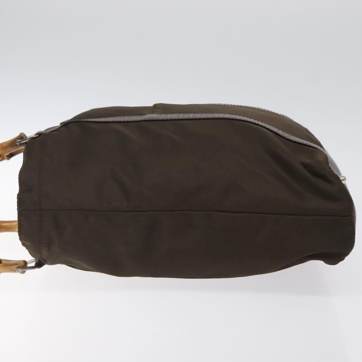 GUCCI Bamboo Hand Bag Nylon Beige Silver 000 1998 0508 Auth bs25619
