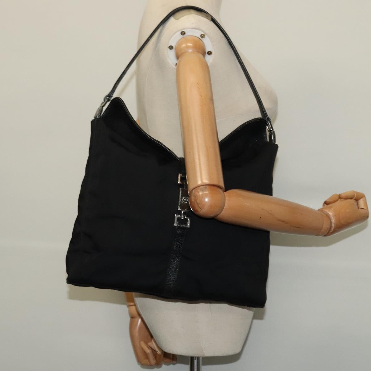GUCCI Jackie Shoulder Bag Nylon Black Silver 001 3355 Auth bs25621