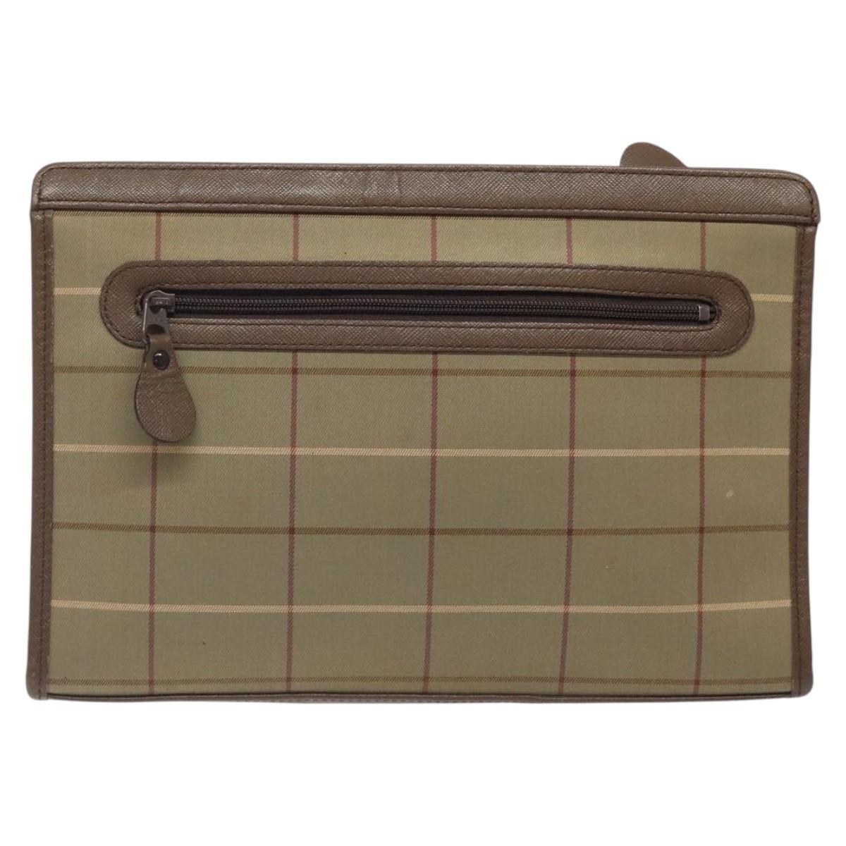 BURBERRYS Nova Check Clutch Bag Canvas Beige Auth bs25648