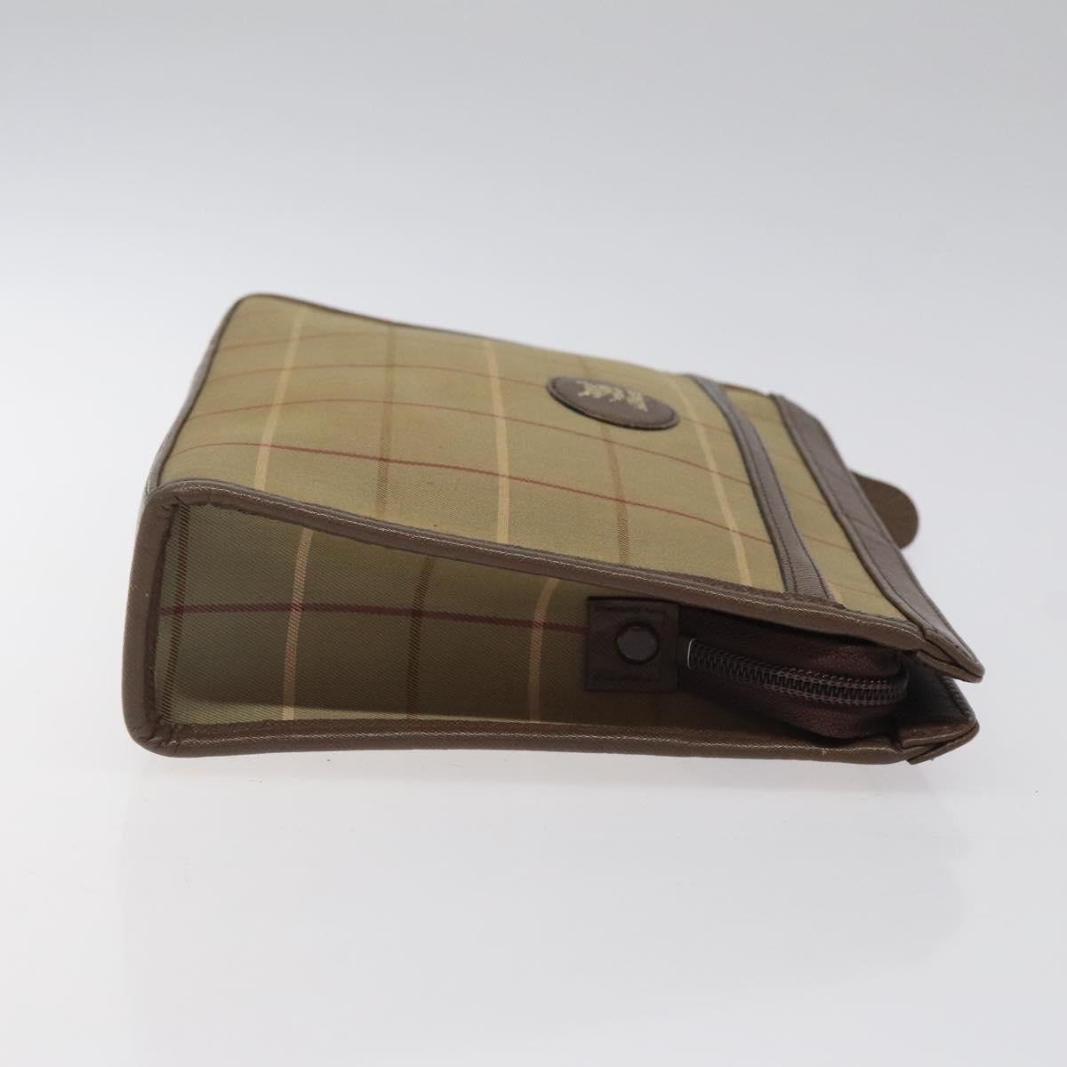 BURBERRYS Nova Check Clutch Bag Canvas Beige Auth bs25648