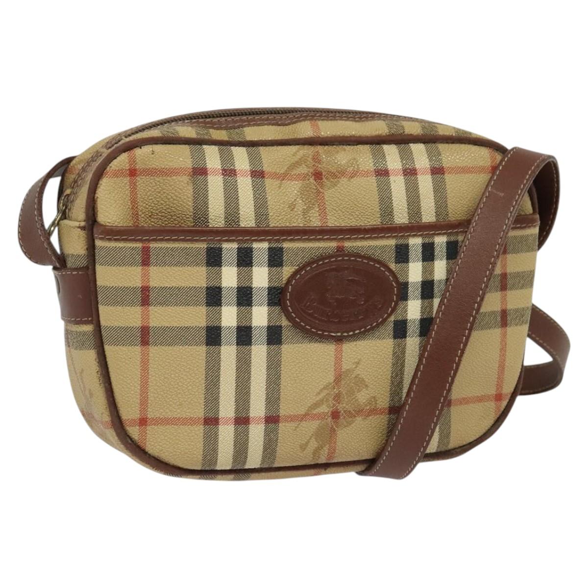 Burberrys Nova Check Shoulder Bag PVC Beige Auth bs25649