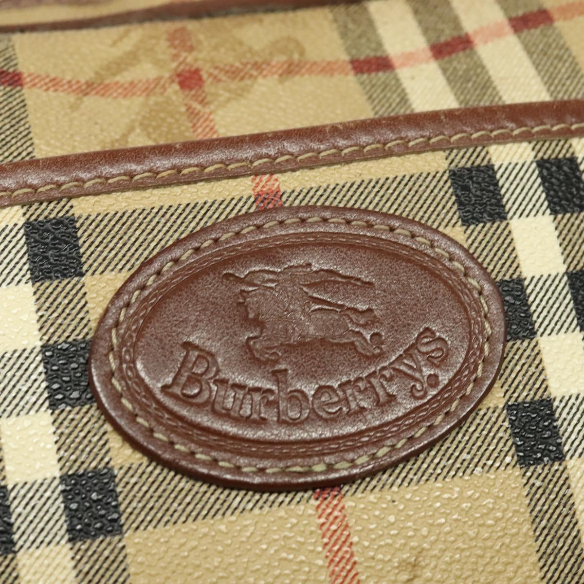 Burberrys Nova Check Shoulder Bag PVC Beige Auth bs25649