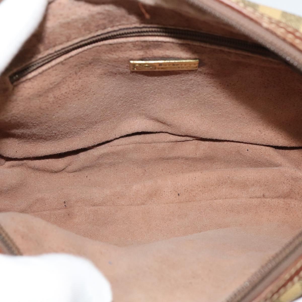 Burberrys Nova Check Shoulder Bag PVC Beige Auth bs25649