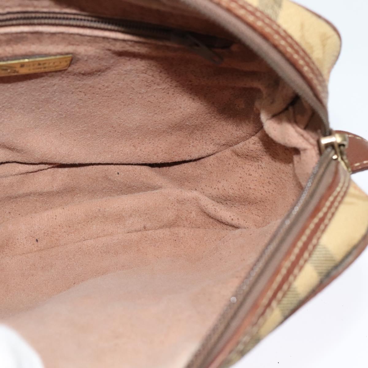 Burberrys Nova Check Shoulder Bag PVC Beige Auth bs25649