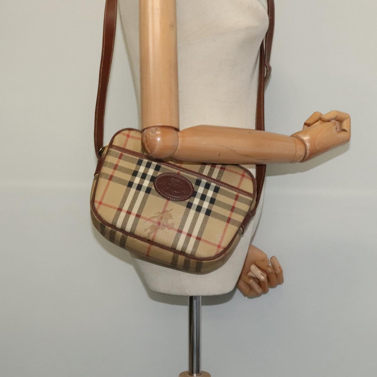 Burberrys Nova Check Shoulder Bag PVC Beige Auth bs25649