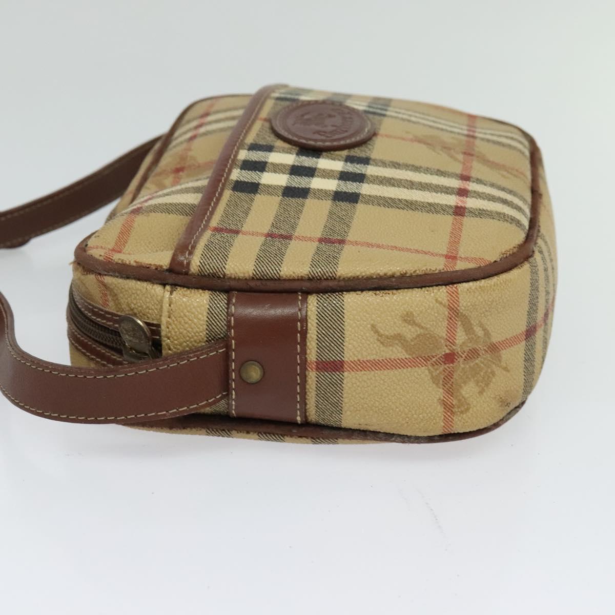 Burberrys Nova Check Shoulder Bag PVC Beige Auth bs25649