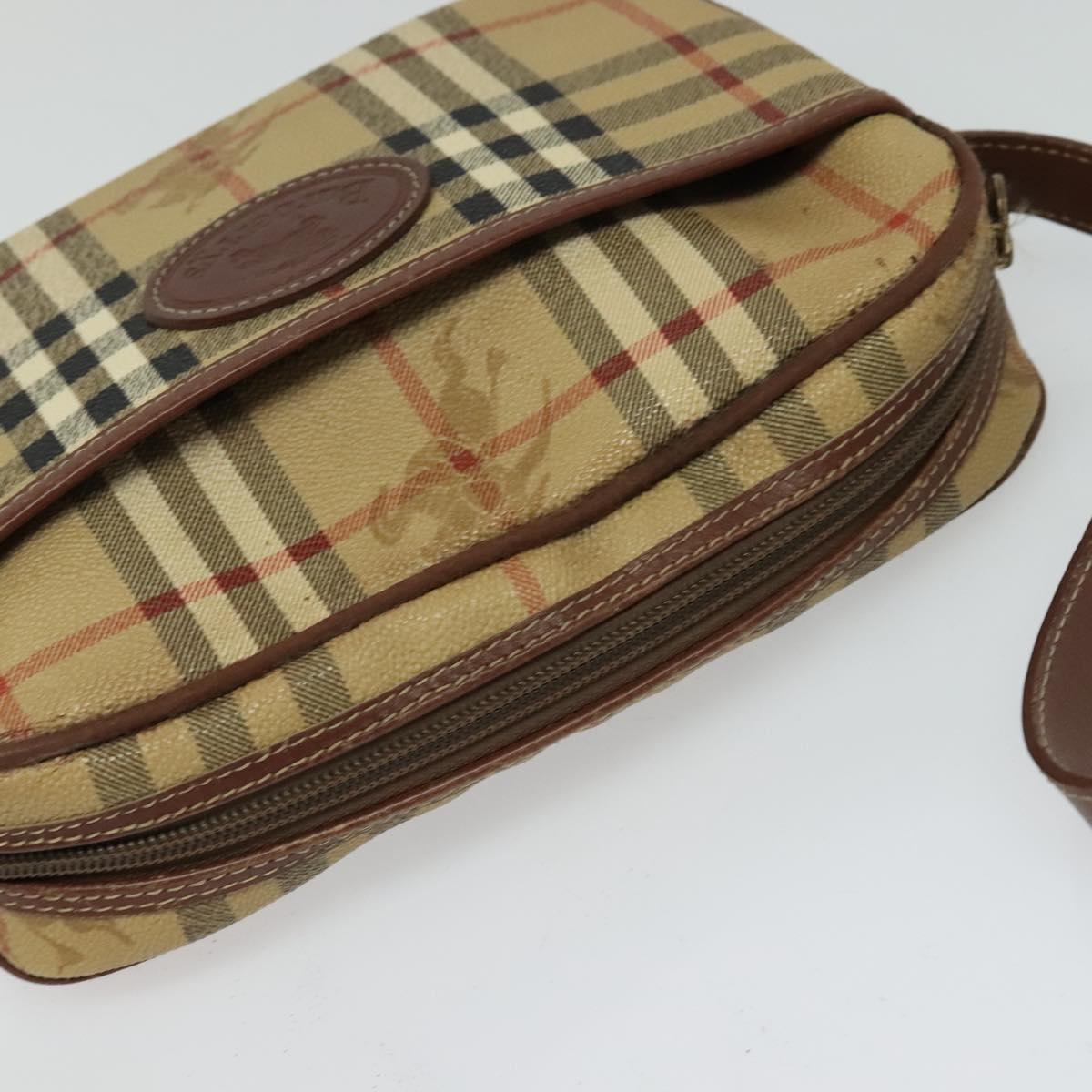 Burberrys Nova Check Shoulder Bag PVC Beige Auth bs25649