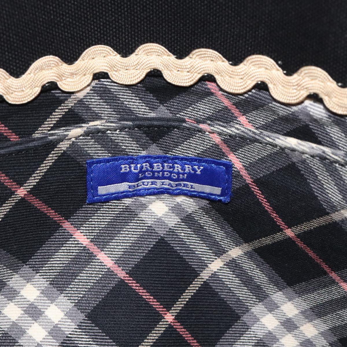 BURBERRY Blue Label Tote Bag Canvas Black Silver Auth bs25652