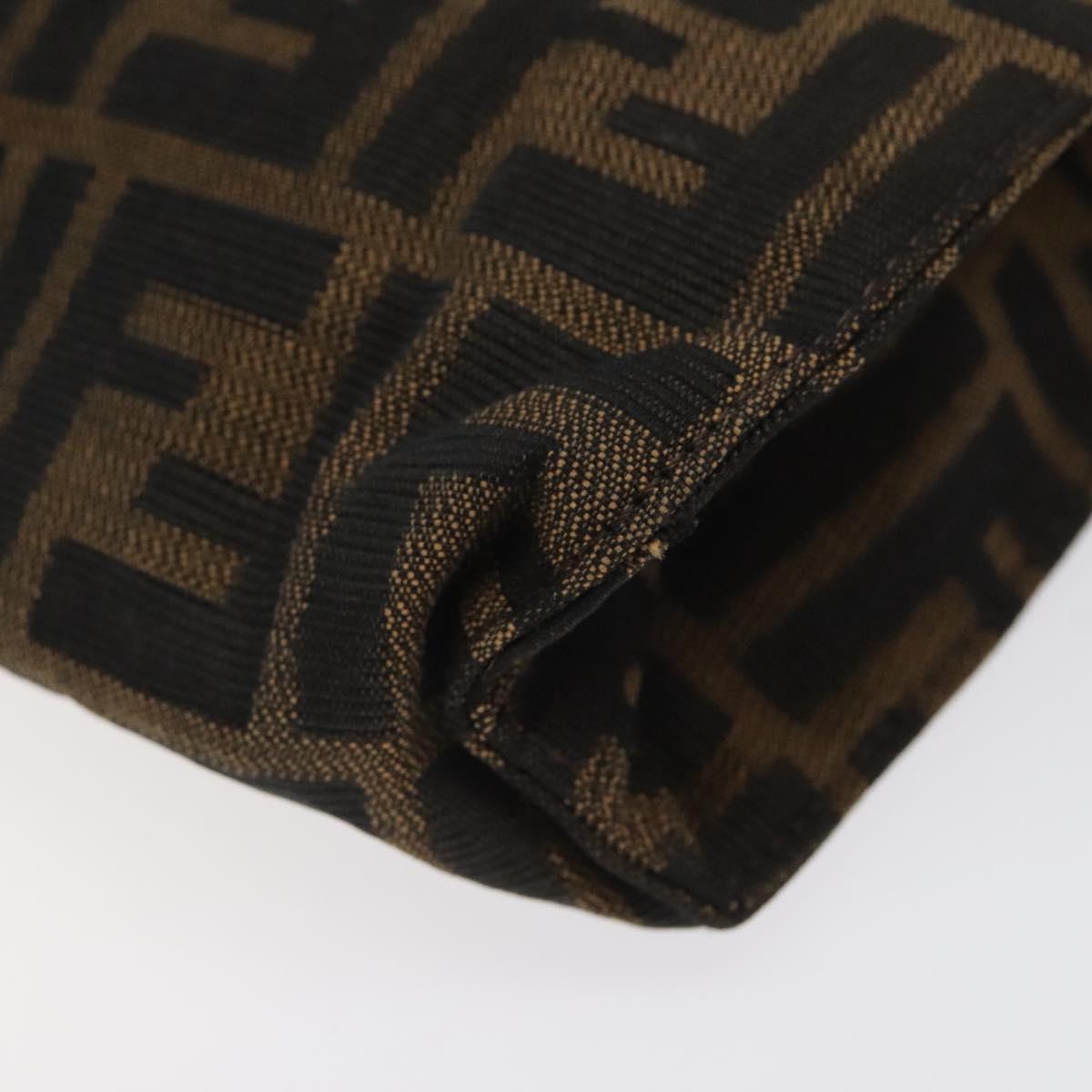 FENDI Zucca Canvas Pouch Black Brown Auth bs25659