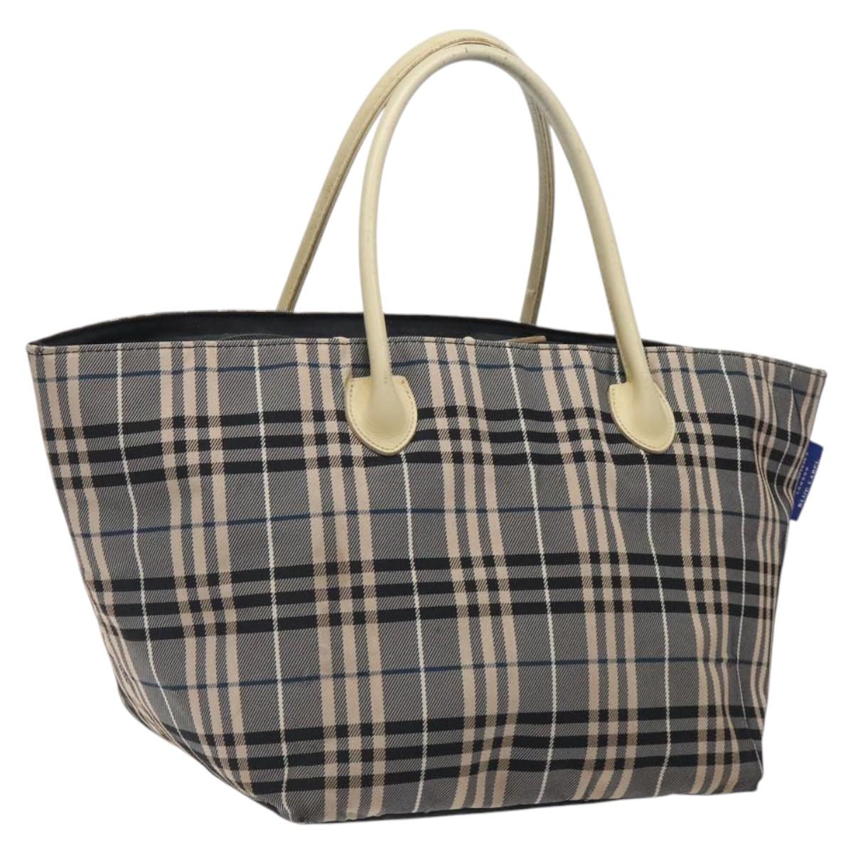 BURBERRY Nova Check Blue Label Hand Bag Canvas Navy Auth bs25668