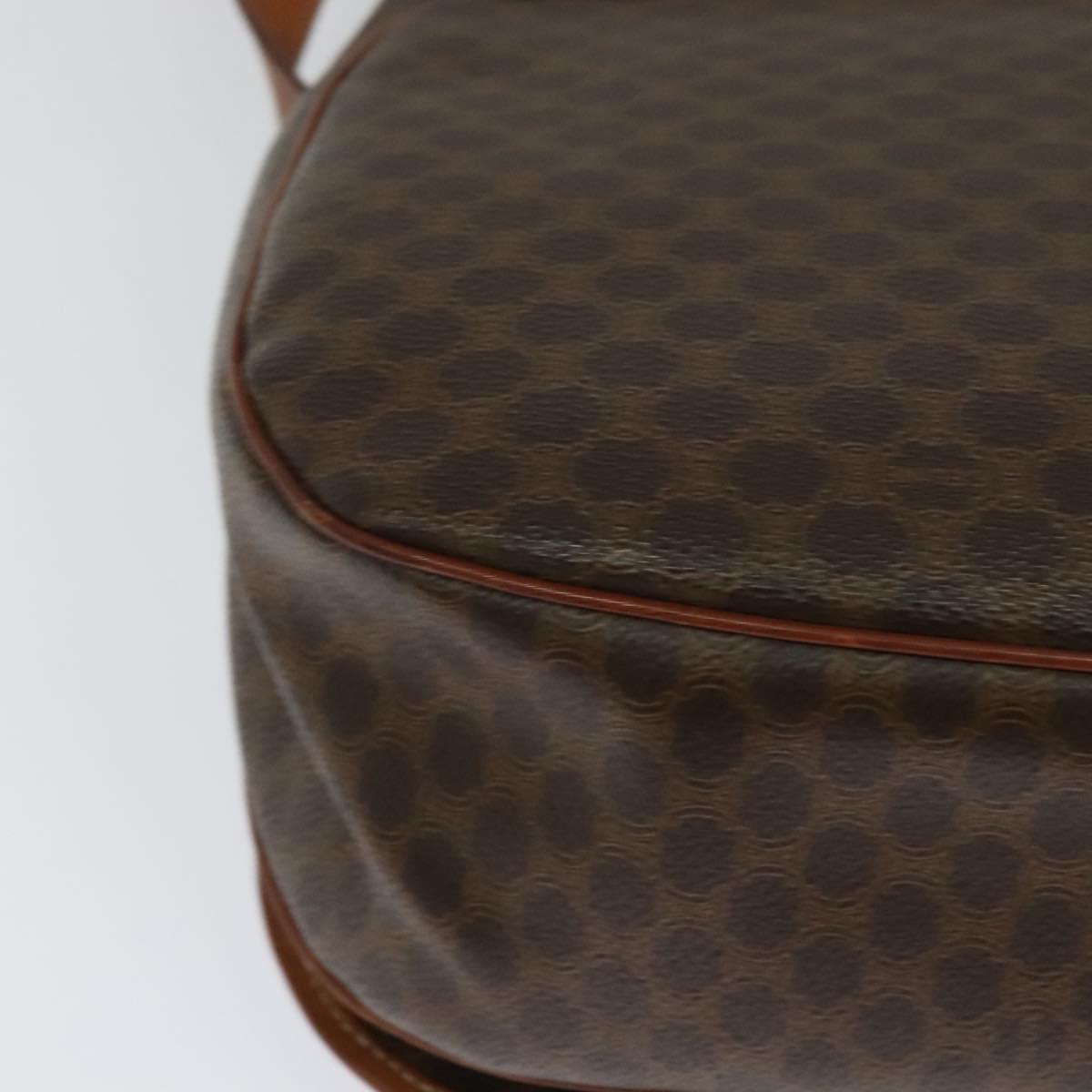 CELINE Macadam Canvas Shoulder Bag PVC Leather Brown Gold Auth bs25678