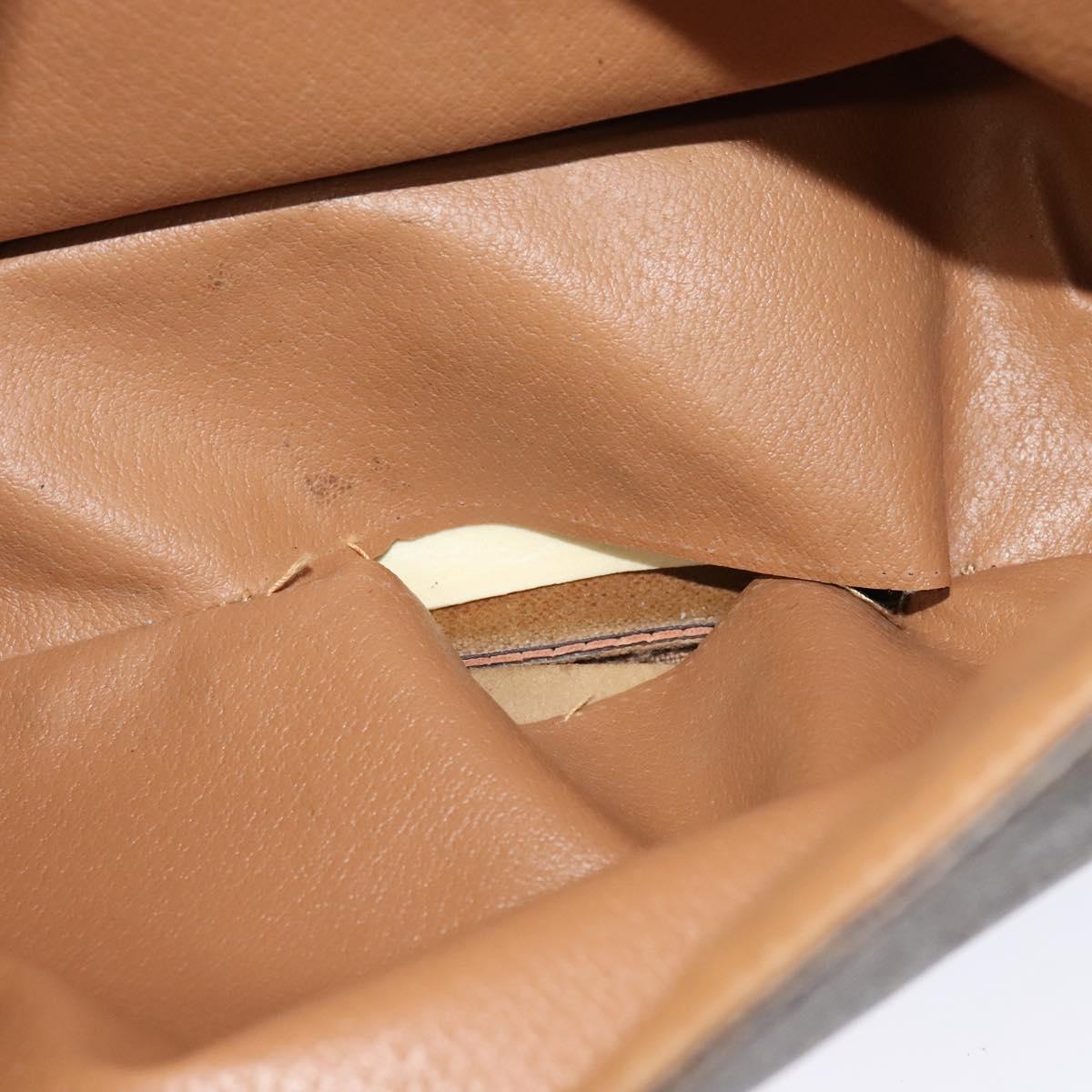 CELINE Macadam Canvas Shoulder Bag PVC Leather Brown Gold Auth bs25678