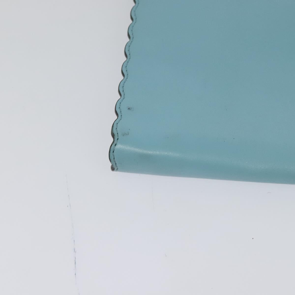 FENDI Clutch Bag Leather Light Blue Auth bs25680
