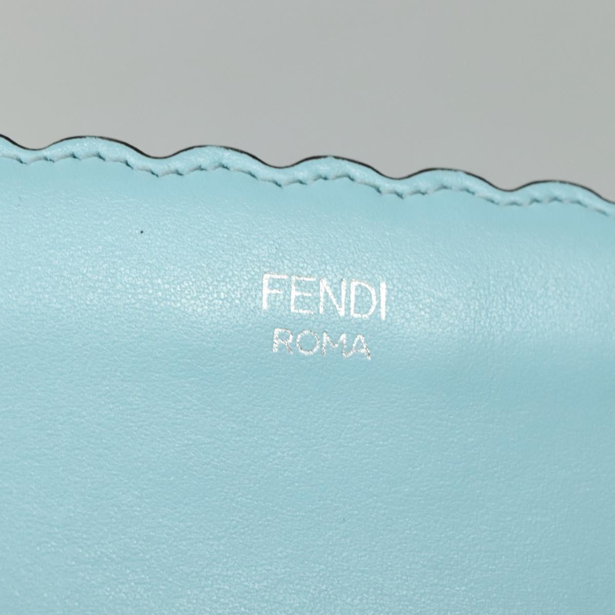 FENDI Clutch Bag Leather Light Blue Auth bs25680