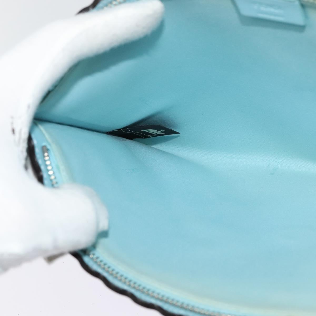 FENDI Clutch Bag Leather Light Blue Auth bs25680