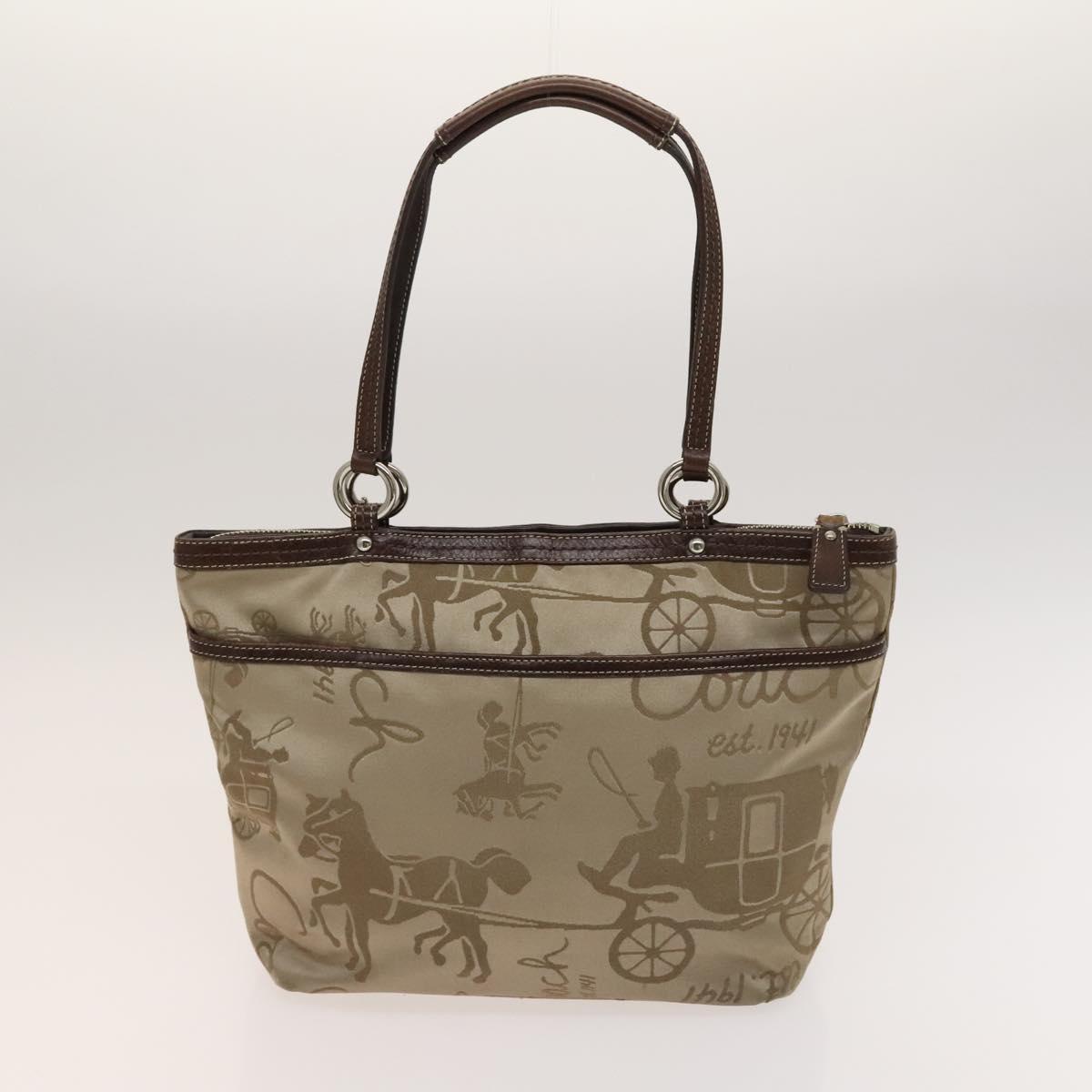 Coach Shoulder Bag Nylon Canvas 3Set Black Beige Orange Auth bs25684