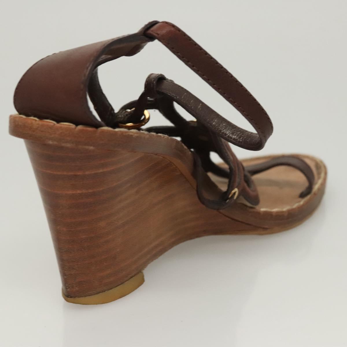 LOUIS VUITTON Pumps Leather Brown LV Auth bs25696