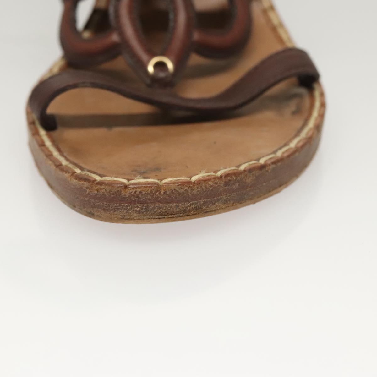 LOUIS VUITTON Pumps Leather Brown LV Auth bs25696