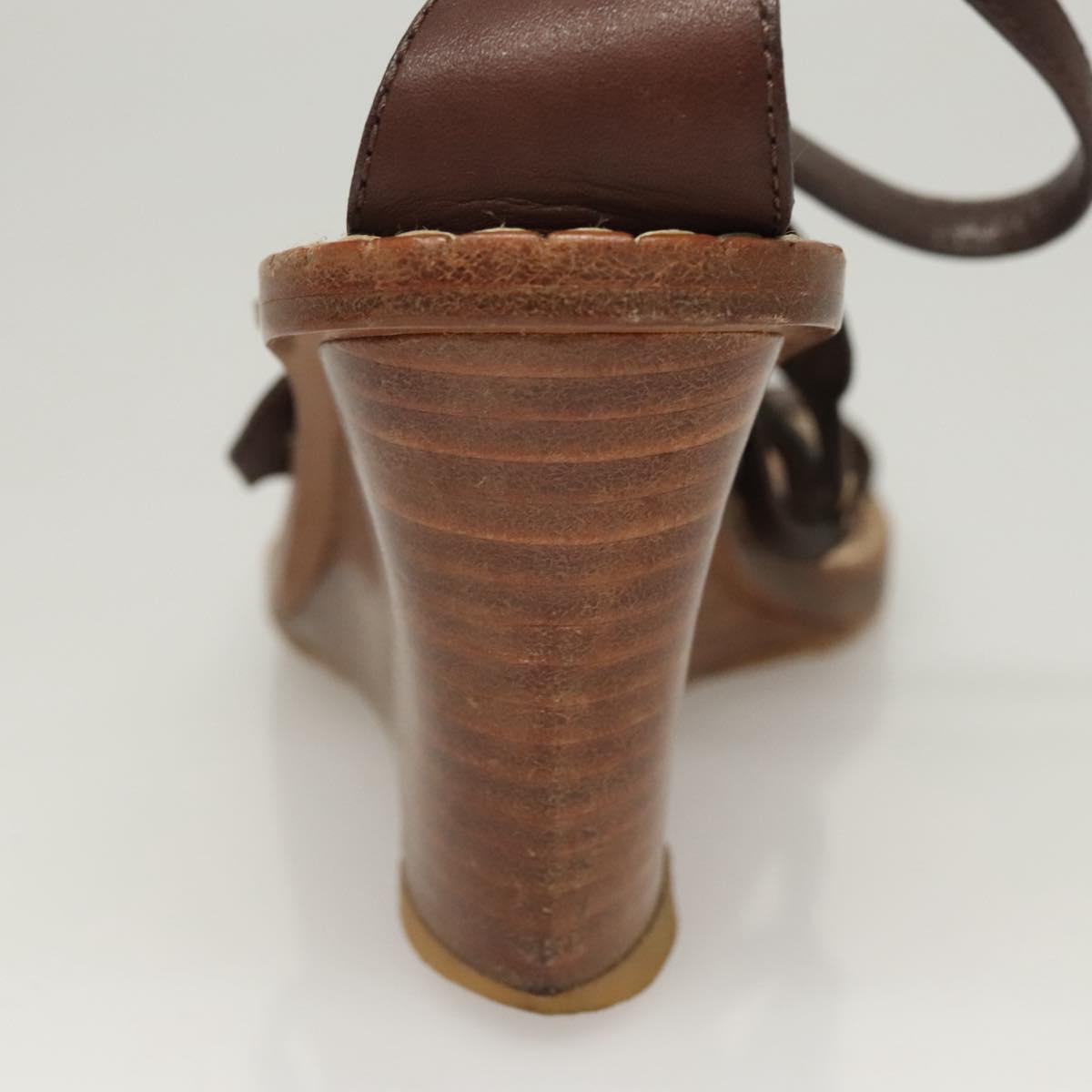 LOUIS VUITTON Pumps Leather Brown LV Auth bs25696