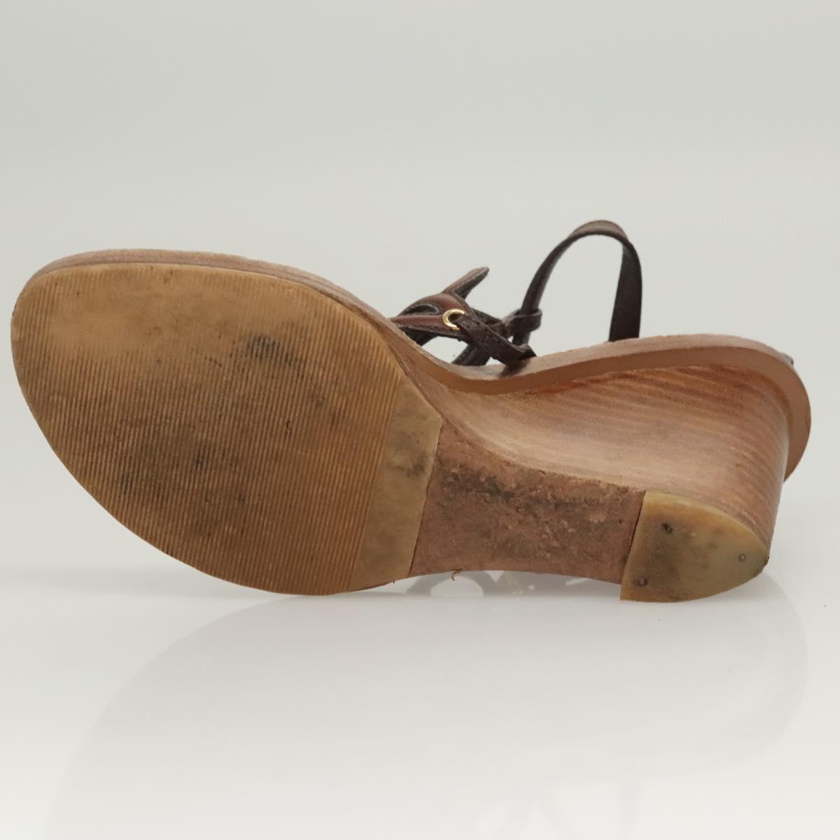 LOUIS VUITTON Pumps Leather Brown LV Auth bs25696