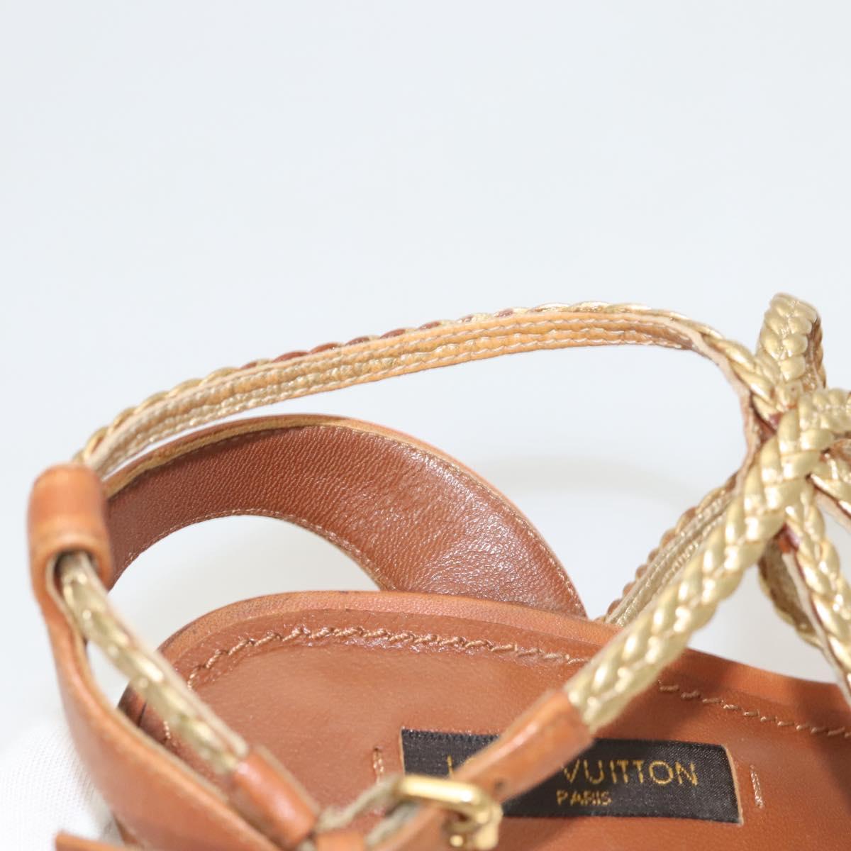 LOUIS VUITTON Pumps Leather Brown LV Auth bs25697