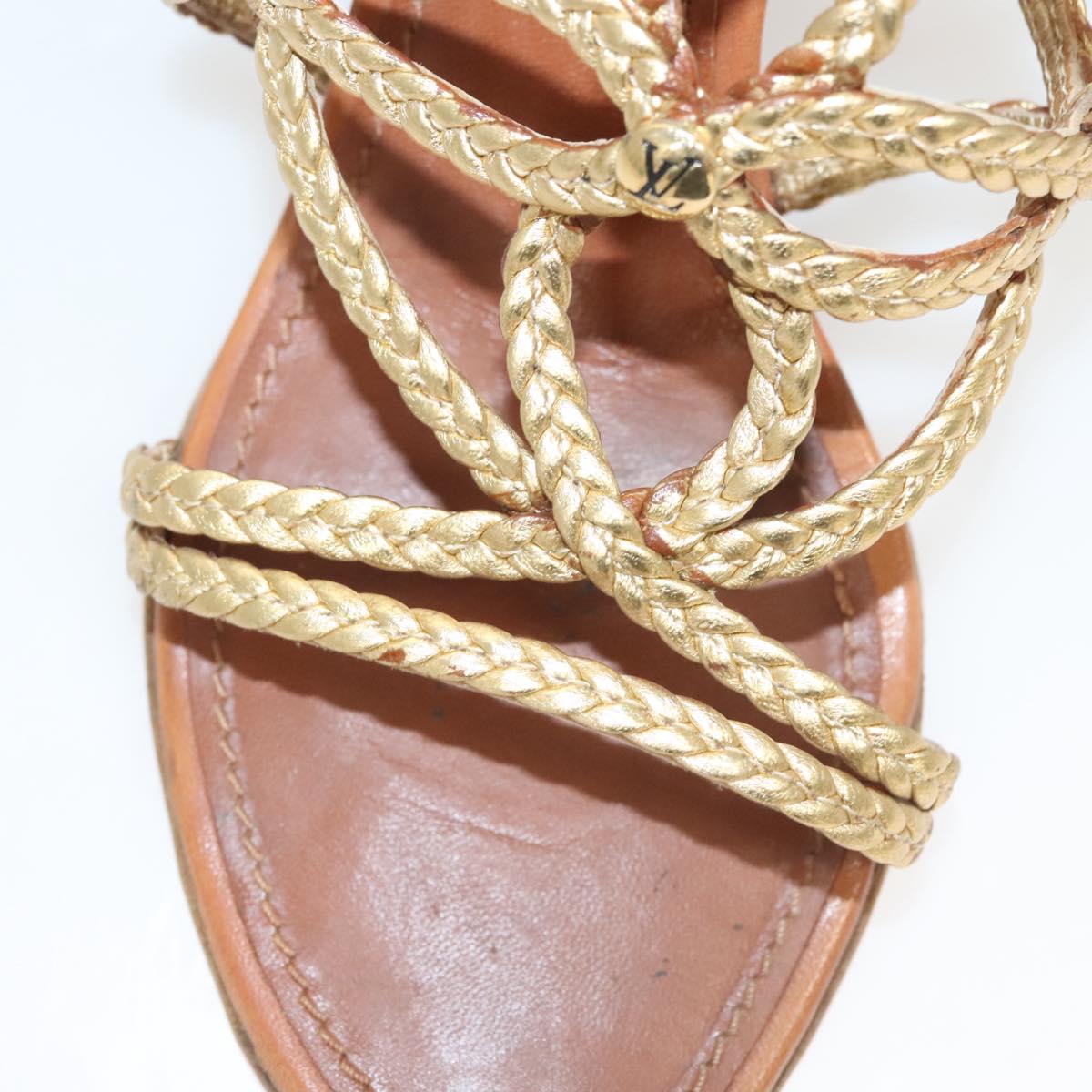 LOUIS VUITTON Pumps Leather Brown LV Auth bs25697