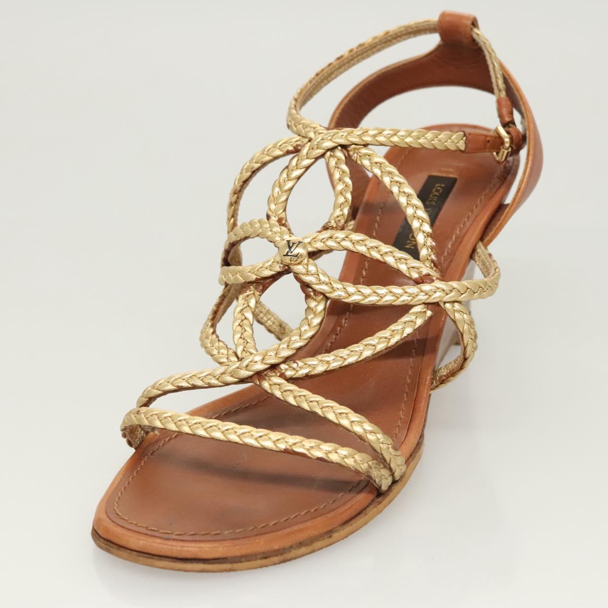 LOUIS VUITTON Pumps Leather Brown LV Auth bs25697